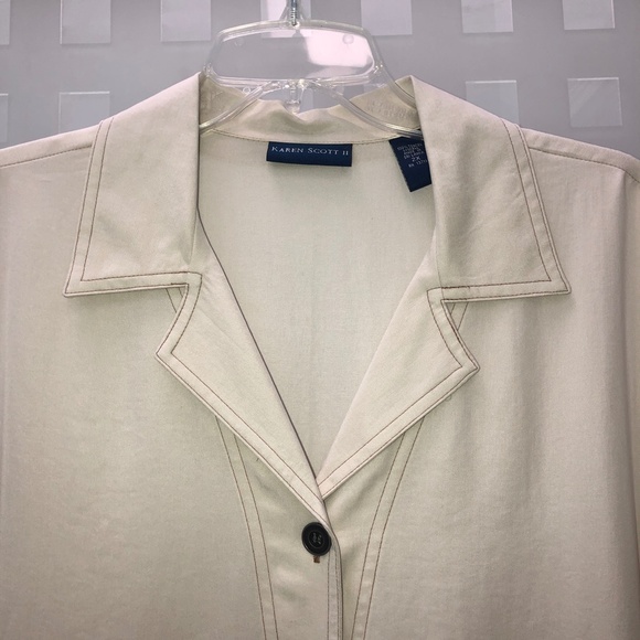 π2xHPπ KAREN SCOTT II Tencel/Lyocell Soft Shirt Jacket w/ Pockets Beige 2X NWT! - Picture 7 of 13